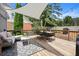 Inviting outdoor deck with a sail shade, dining area, and comfortable seating at 170 Shelli Ln, Roswell, GA 30075