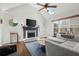 Bright living room with vaulted ceilings, skylights, and fireplace at 170 Shelli Ln, Roswell, GA 30075