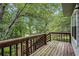 Wooden deck surrounded by lush trees offers a private outdoor retreat at 4098 Charlotte Se Ct, Smyrna, GA 30082