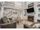Bright living room with high ceilings, staircase, fireplace, and comfortable seating at 351 Prestbury Ct, Suwanee, GA 30024