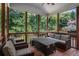 Inviting screened porch with comfortable seating, a ceiling fan and wooded outdoor views at 351 Prestbury Ct, Suwanee, GA 30024