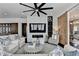 Bright living room with marble fireplace, built-in wine rack, and barn door at 6399 Lucent Ln, Atlanta, GA 30328