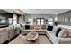 The living room boasts a large sectional sofa, a big screen TV, and decor, with a blend of comfort and style at 6399 Lucent Ln, Atlanta, GA 30328