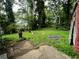 Spacious backyard with a fire pit, surrounded by lush greenery, offering a relaxing outdoor space at 766 Warren Dr, Riverdale, GA 30296
