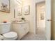 Neat bathroom featuring vanity with sink, with easy access to hall and a bright, airy feel at 300 Twin Tendrils Sw, Atlanta, GA 30331