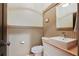 Neutral color powder room features a rectangular sink with paneled wall at 2822 Prado Ln, Marietta, GA 30066