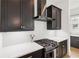 Modern kitchen features black cabinets, white countertops, and stainless steel appliances at , Atlanta, GA 30315