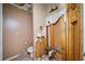 Bathroom in need of repair, showcasing exposed plumbing and wall damage, ideal for a full renovation project at 1003 Cannongate Sw Xing, Marietta, GA 30064