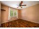 Bedroom with hardwood floors and a window at 136 Peachtree Memorial Nw Dr # Pa4, Atlanta, GA 30309