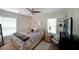 Bedroom with many windows, ceiling fan, and neutral-colored bedding at 1313 Old Countryside Cir, Stone Mountain, GA 30083