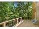 Outdoor deck featuring wood flooring, deck furniture, and views of the trees at 1610 Old Mill Xing, Marietta, GA 30062