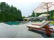 Luxury backyard pool area with lounge chairs and umbrellas for relaxing and enjoying the outdoors at 4095 N Broadland Nw Rd, Atlanta, GA 30342