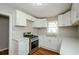 Contemporary kitchen boasts white cabinets, stainless appliances and ample counter space at 123 Arnold Pl, Jonesboro, GA 30236
