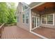 Inviting back porch with a ceiling fan, a wood deck and sliding glass doors at 2427 Camata, Marietta, GA 30066