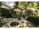 Inviting backyard retreat featuring a stone fire pit, patio, and lush landscaping at 796 Piedmont Ne Way, Atlanta, GA 30324