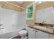 Bathroom with tub/shower combo, granite countertop, and ample storage at 3355 Golfe Links Dr, Snellville, GA 30039