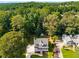 Aerial view of a home with mature landscaping, surrounded by lush trees and a long driveway at 2401 Stockton Dr, Marietta, GA 30066