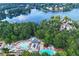 An aerial view capturing the community's pools, lake access, and lush surroundings, perfect for outdoor enjoyment at 4030 Greatwood Path, Alpharetta, GA 30005