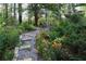 Peaceful garden path surrounded by lush greenery and ornamental flowers at 4030 Greatwood Path, Alpharetta, GA 30005