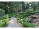 Beautifully landscaped garden with a stone path and a variety of plants at 4030 Greatwood Path, Alpharetta, GA 30005