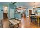 Spacious living room with hardwood floors, open to the dining area and kitchen at 224 Amy Blvd, Temple, GA 30179