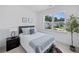 Cozy bedroom with a view of the neighborhood and accented with neutral walls and soft carpet at 461 Maypop Ln, Woodstock, GA 30188
