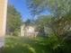 An exterior view of a backyard showcasing a fenced in yard and a small storage shed at 3101 E Point St, Atlanta, GA 30344
