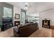 Spacious living room showcasing a fireplace, large windows, open floor plan, and comfortable seating at 475 Chippenham Ct, Alpharetta, GA 30005