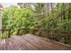 Wooden deck features wood railing overlooking lush greenery at 616 Piping Rock Pt, Lawrenceville, GA 30043
