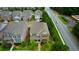 A high angle of a neighborhood showing manicured lawns, sidewalks, and houses at 4895 Sterling Close, Buford, GA 30518