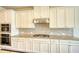 Kitchen with white cabinets, tile backsplash, stainless appliances and granite countertops at 4895 Sterling Close, Buford, GA 30518
