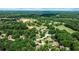 An aerial view of a community surrounded by lush greenery, offering a serene and natural setting for its residents at 215 Settindown Ct, Roswell, GA 30075