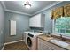 Laundry room features a washing machine, dryer, and sink at 215 Settindown Ct, Roswell, GA 30075