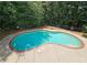 Kidney shaped pool surrounded by lovely garden at 215 Settindown Ct, Roswell, GA 30075