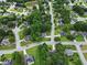 An aerial view of a neighborhood showcasing mature trees and lush lawns in a quiet suburban setting at 504 Bradford Park Ct, Loganville, GA 30052