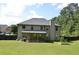 Large backyard features a covered patio and plenty of open grassy area at 5896 Cliftondale Dr, Atlanta, GA 30349