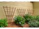 Landscaped yard featuring lush greenery and plants with trellises against home exterior at 2864 Wyndcliff Ct, Marietta, GA 30066