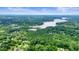 Aerial view showcasing a lake nestled among lush greenery, with residences tucked into the landscape at 4212 Worth Nw St, Acworth, GA 30101