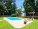 Lush backyard showcasing a sparkling pool and a charming shed, perfect for relaxing and entertaining guests at 2913 Jordan Forest Trl, Lawrenceville, GA 30044