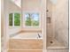 Luxurious bathroom featuring a soaking tub, a separate glass-enclosed shower, and modern finishes at 4771 Summerwood Se Dr, Smyrna, GA 30126