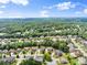 Expansive aerial view of a neighborhood with mature trees and well-maintained homes under a blue sky at 2213 Independence Ln, Buford, GA 30519