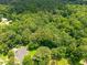 Aerial view showcases the wooded surroundings and nearby homes at 5848 Kingswood Ct, Norcross, GA 30093