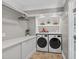 Well-lit laundry room with built-in shelving and modern appliances at 1232 Everton Pl, Cumming, GA 30041