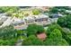 Aerial view of a commercial building surrounded by lush trees and community development at 27 S Avondale Rd, Avondale Estates, GA 30002