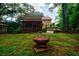 Spacious backyard featuring a fire pit, screened-in porch, and beautiful landscaping, perfect for relaxation at 27 S Avondale Rd, Avondale Estates, GA 30002