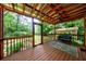 Cozy screened porch with wood floors, ceiling fan, and wooded backyard views at 27 S Avondale Rd, Avondale Estates, GA 30002