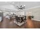 Open-concept kitchen and dining area with hardwood floors and vaulted ceiling at 338 Mount Zion Rd, Oxford, GA 30054