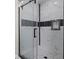 Modern shower with marble tile, black accents, and glass door at 338 Mount Zion Rd, Oxford, GA 30054