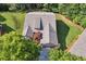 An overhead view showing a house with a well-maintained lawn and mature trees in a tranquil neighborhood at 601 Laurel Xing, Canton, GA 30114