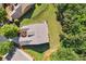 Overhead view of a home with well-kept lawn, mature trees, and lush landscaping in a charming neighborhood at 601 Laurel Xing, Canton, GA 30114